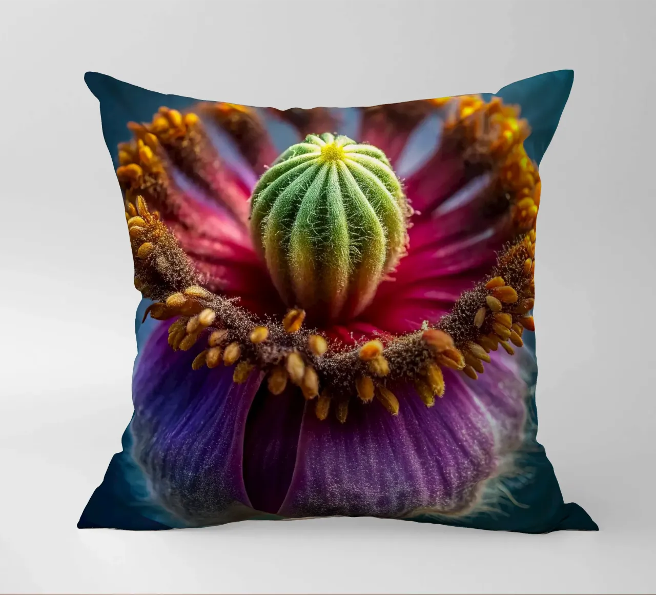 Scatto macro di un fiore di papavero cuscino da 🎁 NOBELART