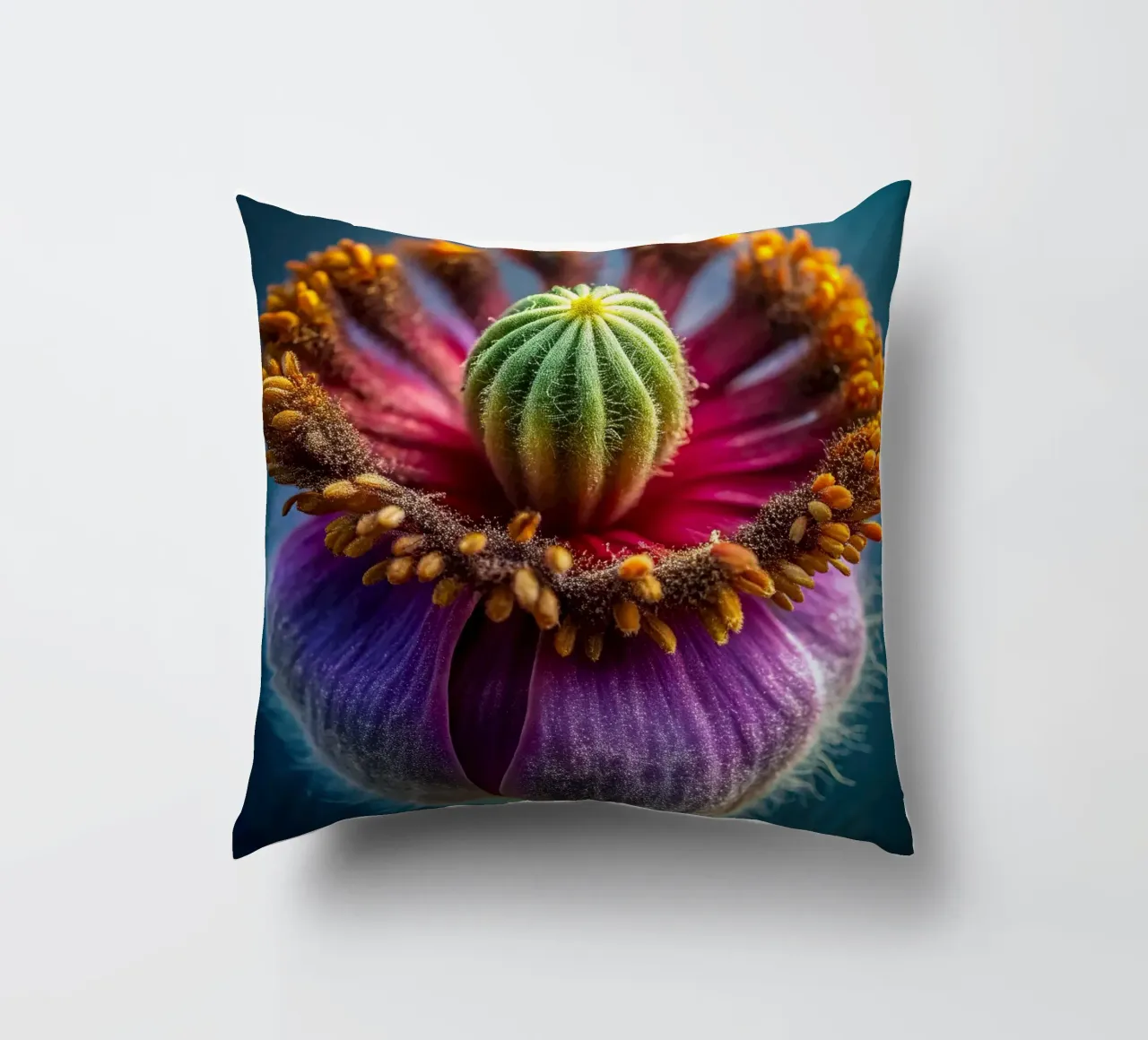 Scatto macro di un fiore di papavero cuscino da 🎁 NOBELART