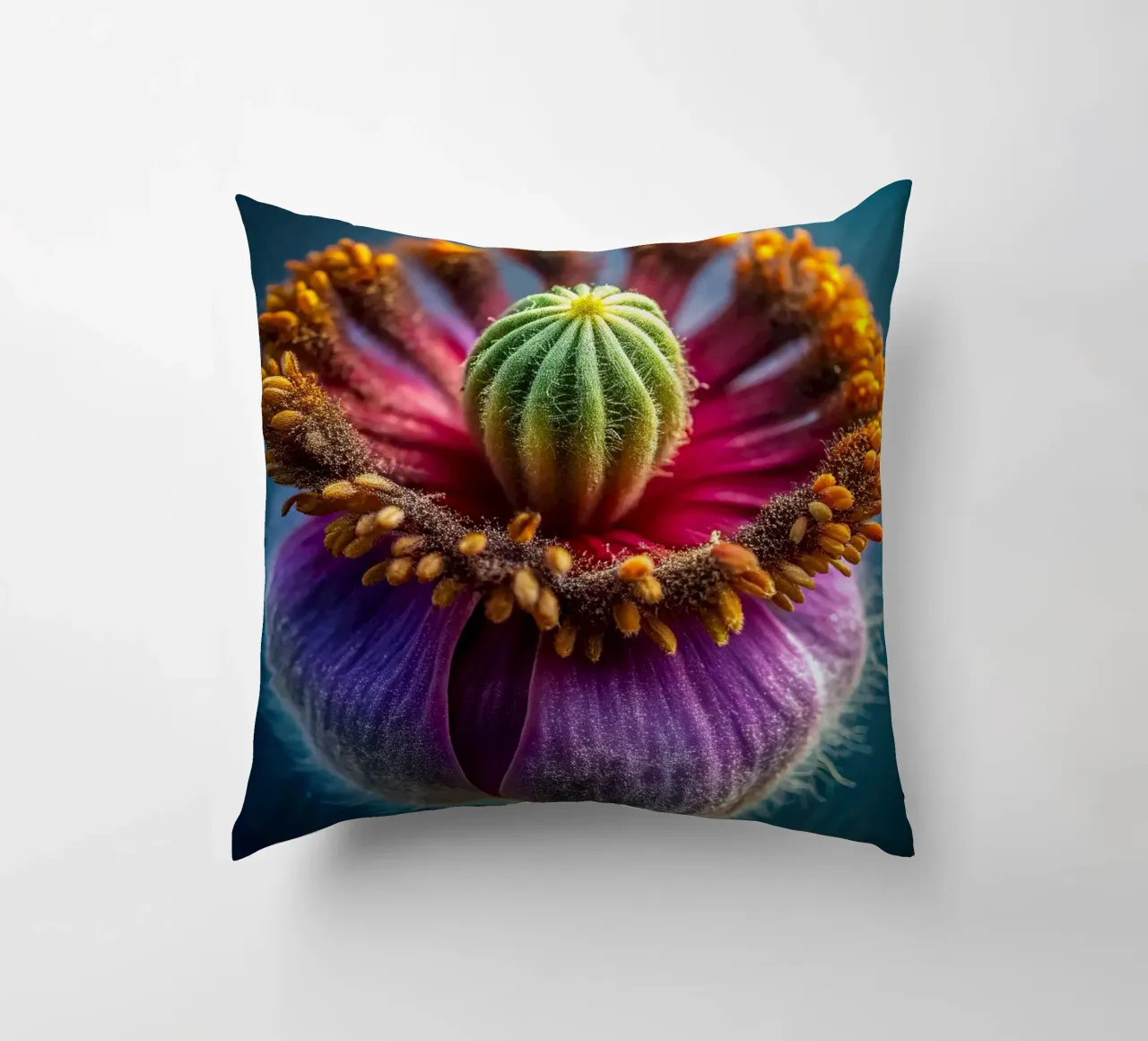 Scatto macro di un fiore di papavero cuscino da 🎁 NOBELART