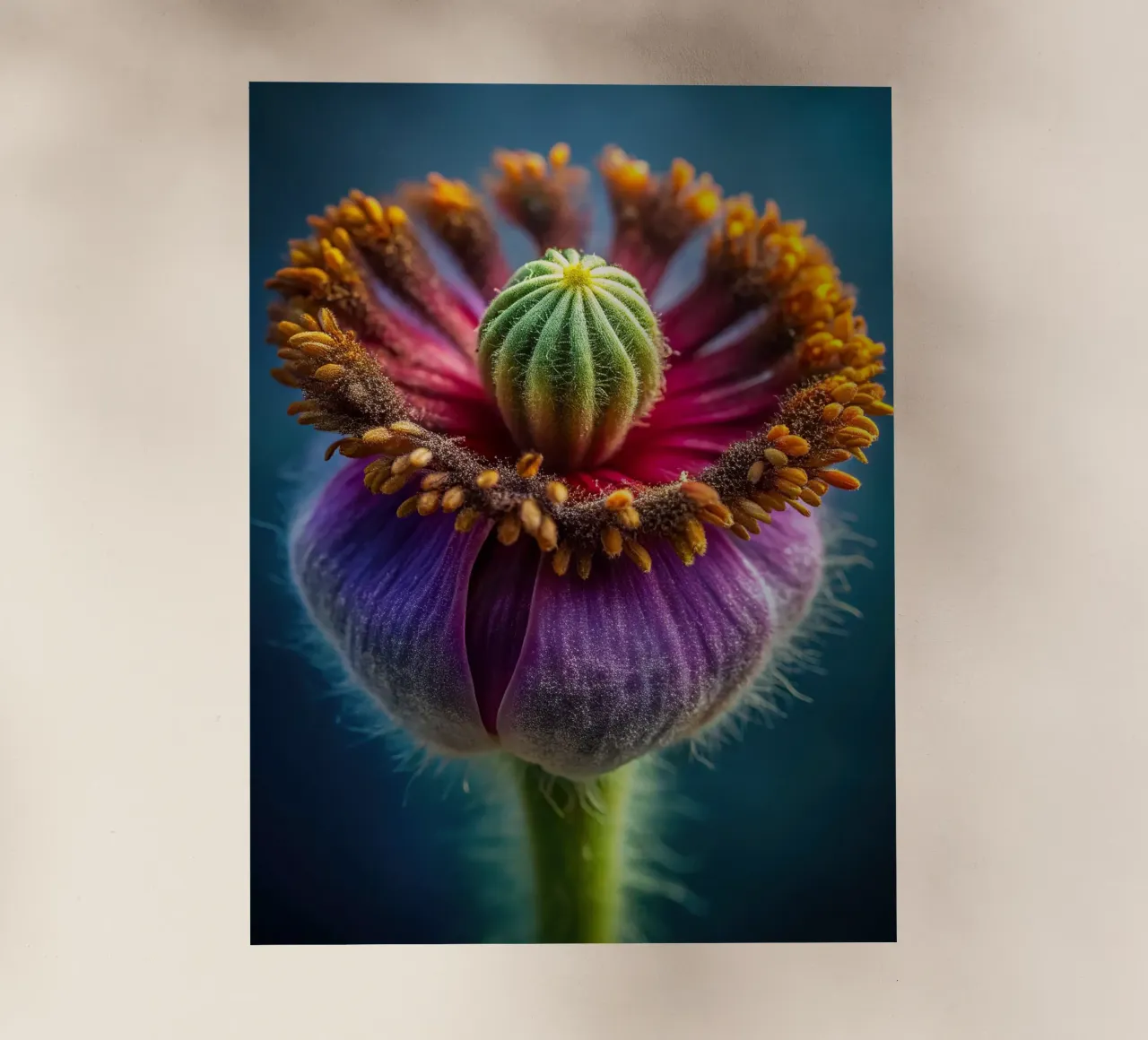 Scatto macro di un fiore di papavero pellicola backlit da 🎁 NOBELART