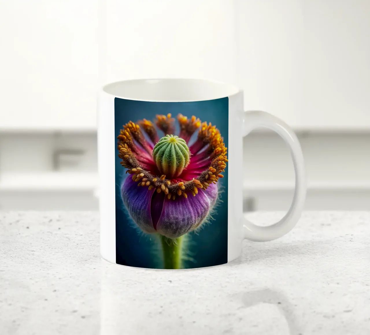 Scatto macro di un fiore di papavero tazza in ceramica da 🎁 NOBELART