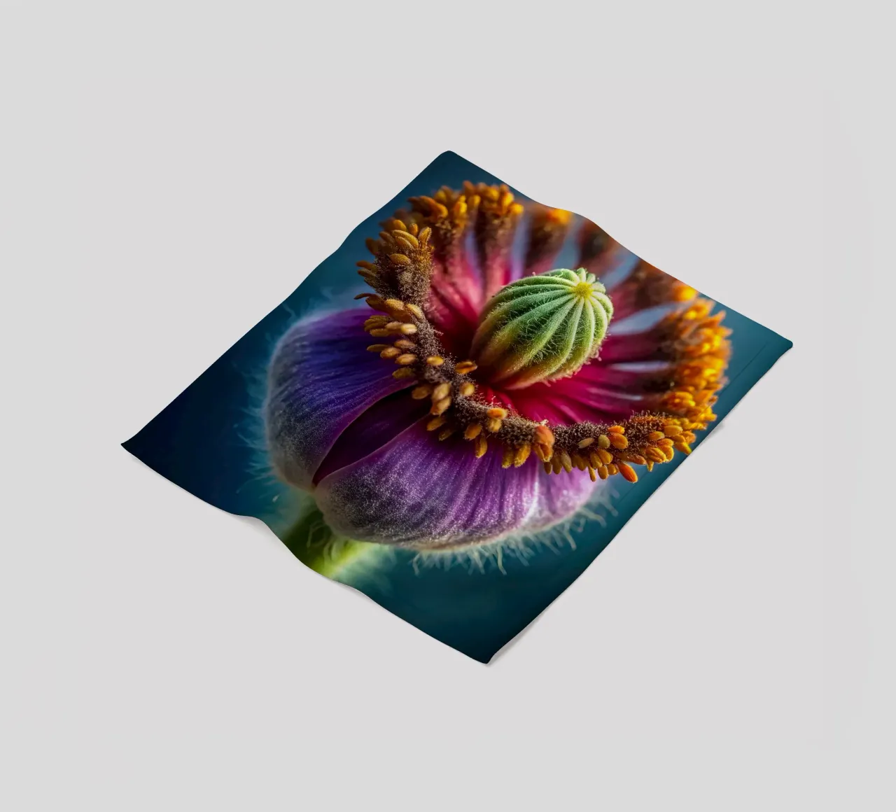 Scatto macro di un fiore di papavero coperta in pile da 🎁 NOBELART