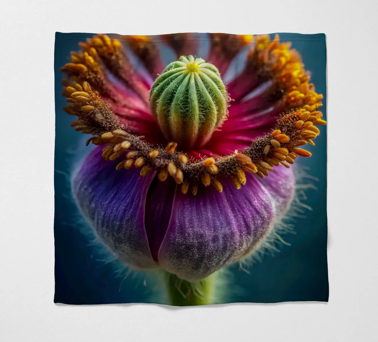 Scatto macro di un fiore di papavero coperta in pile da 🎁 NOBELART
