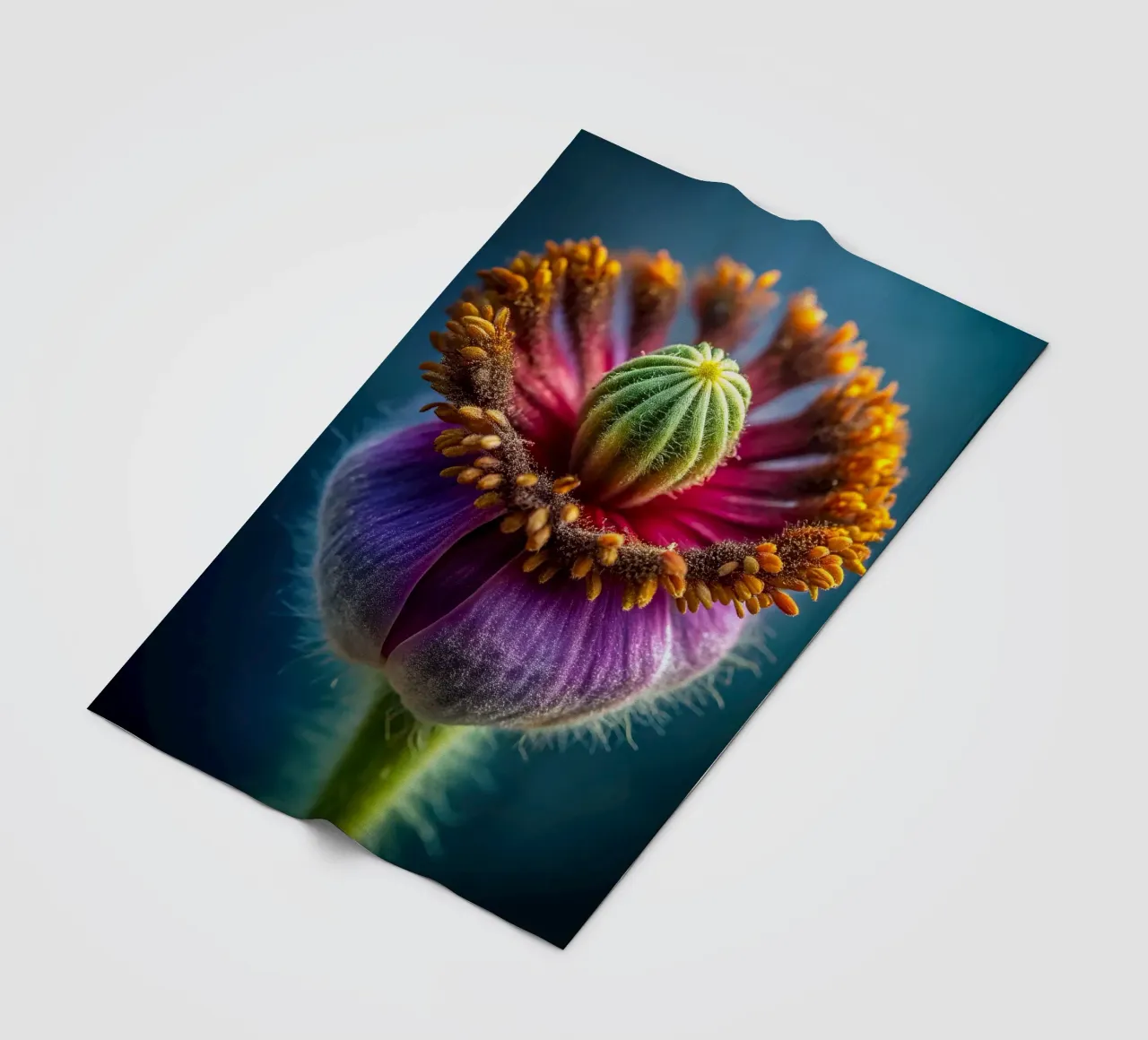 Scatto macro di un fiore di papavero coperta in pile da 🎁 NOBELART