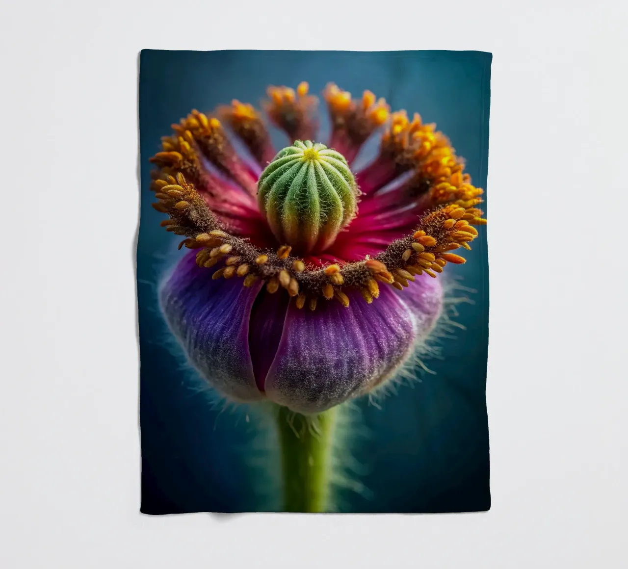 Scatto macro di un fiore di papavero coperta in pile da 🎁 NOBELART