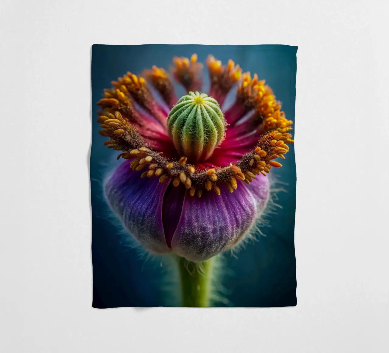 Scatto macro di un fiore di papavero coperta in pile da 🎁 NOBELART