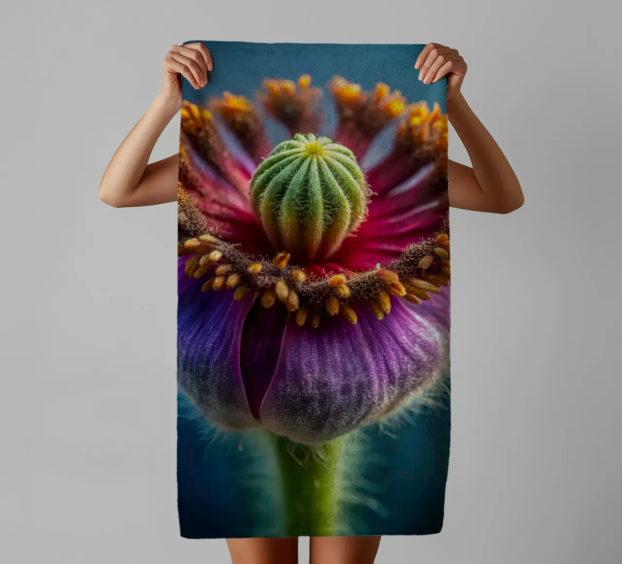 Scatto macro di un fiore di papavero asciugamano da bagno da 🎁 NOBELART