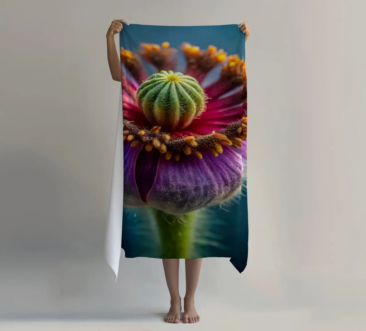 Scatto macro di un fiore di papavero telo mare da 🎁 NOBELART