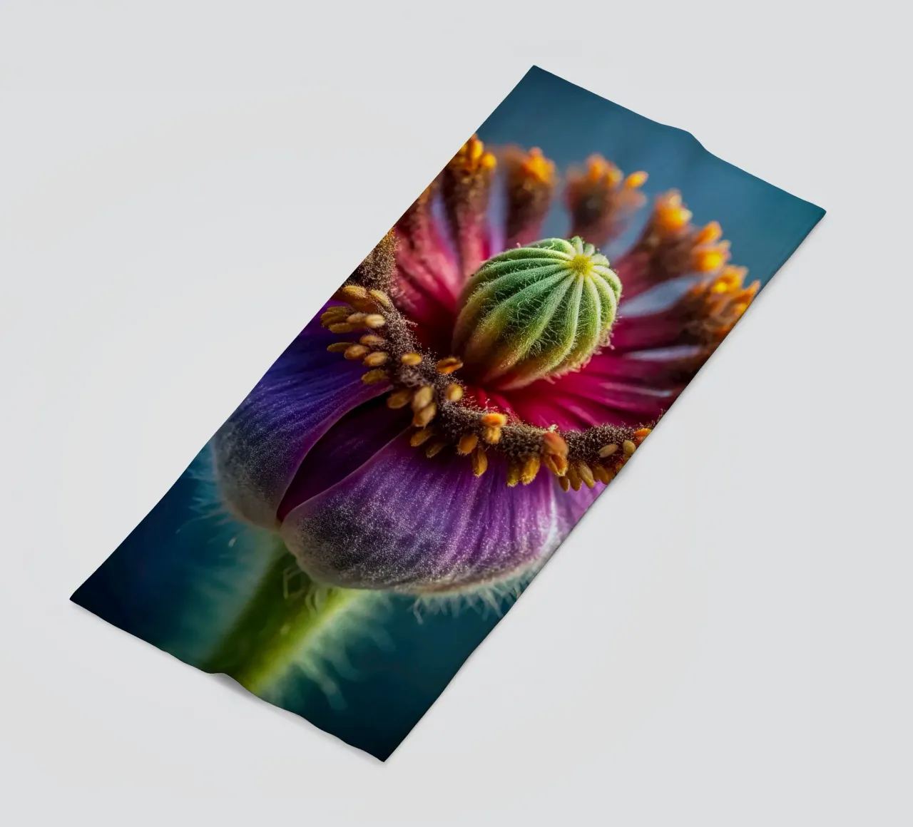 Scatto macro di un fiore di papavero telo mare da 🎁 NOBELART
