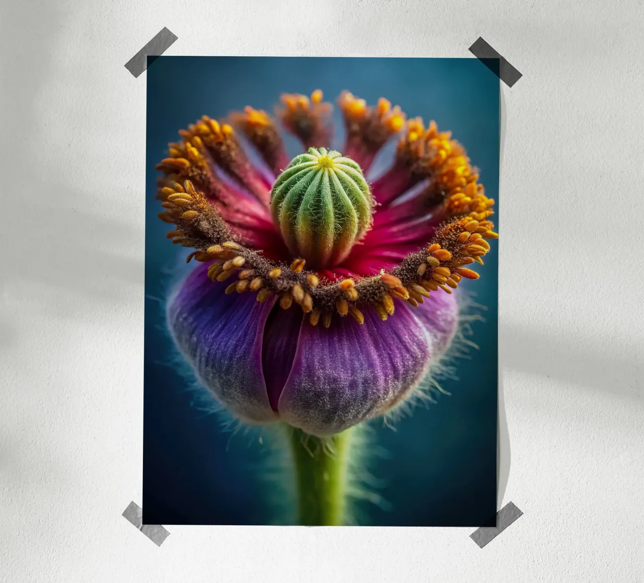 Scatto macro di un fiore di papavero carta hahnemühle da 🎁 NOBELART