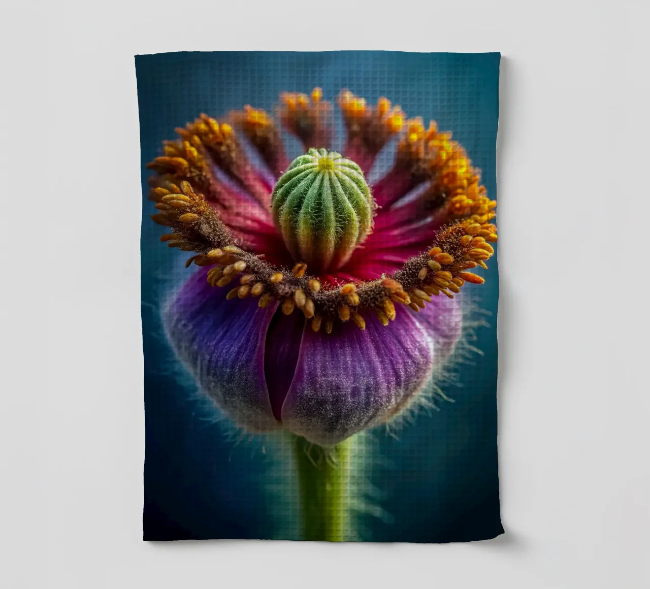 Scatto macro di un fiore di papavero canovaccio da cucina da 🎁 NOBELART