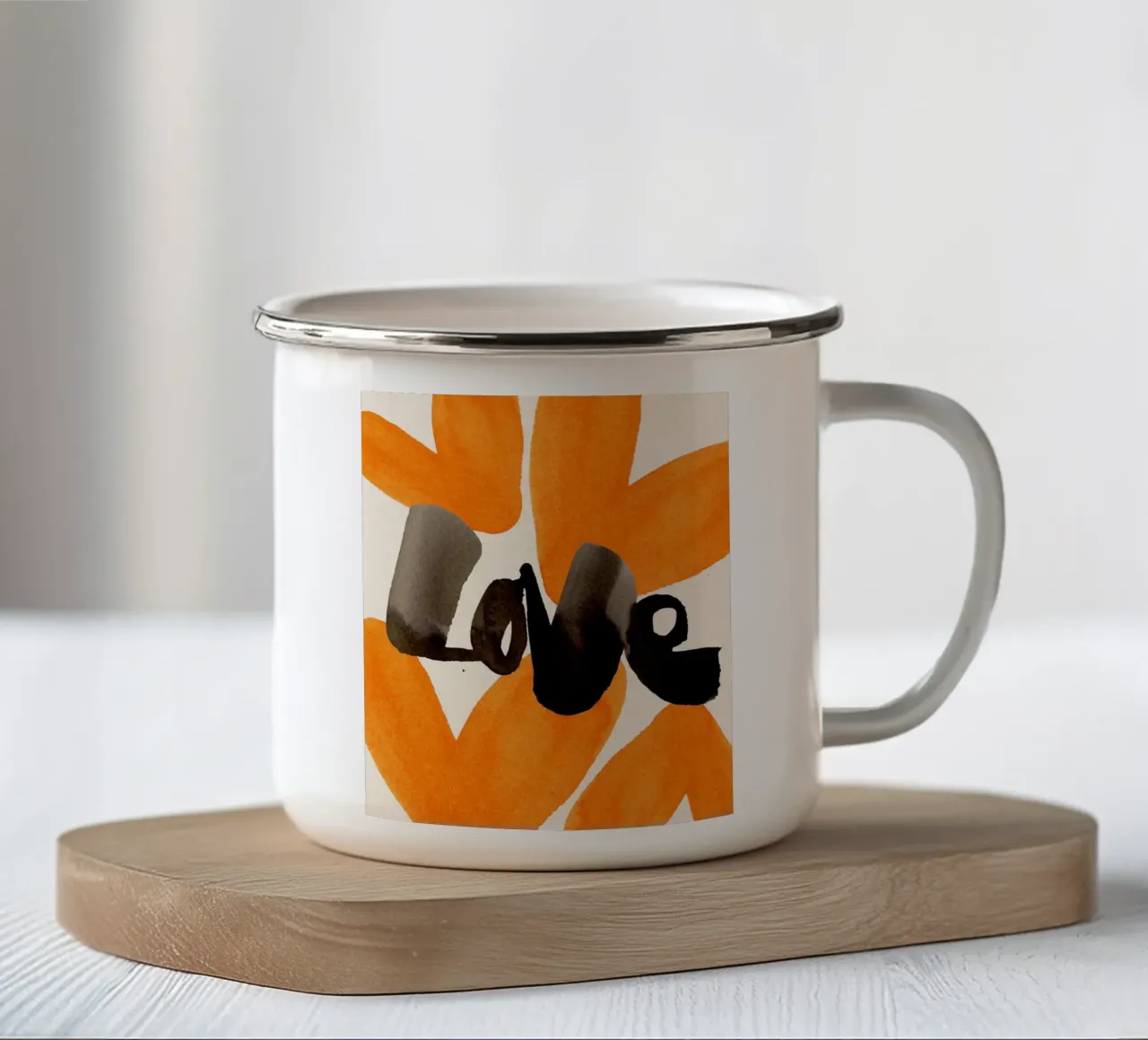 L.O.V.E. tazza in smalto da Ekaterina Koroleva