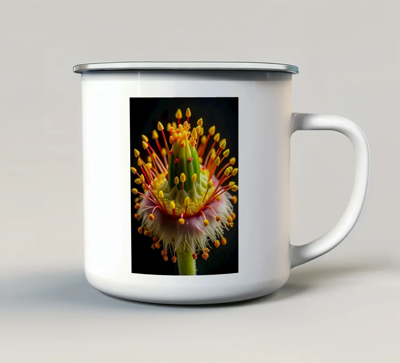 Dettaglio macro di un fiore tazza in smalto da 🎁 NOBELART
