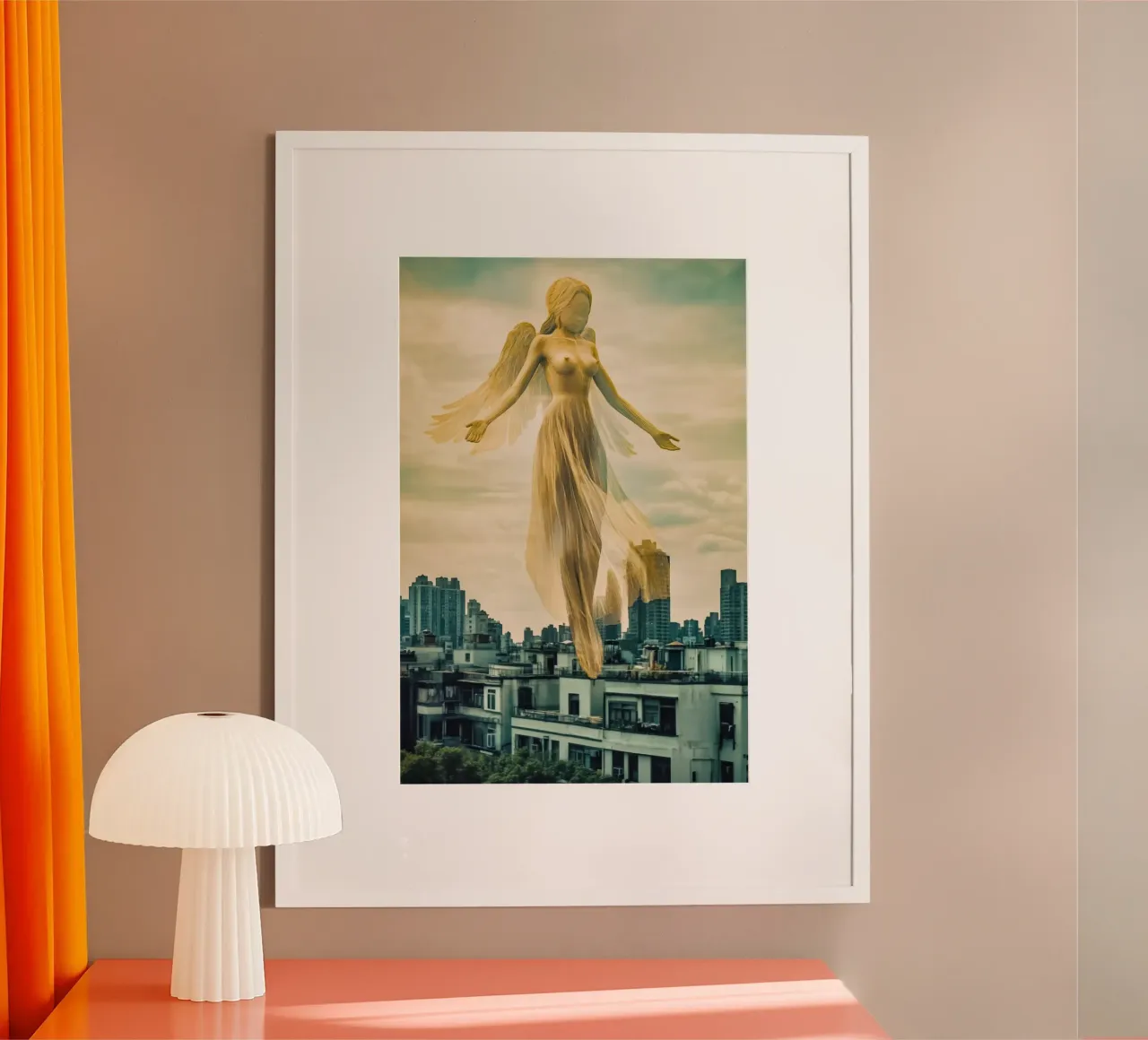 Angeli sulla città poster con telaio in plastica da Autofocus