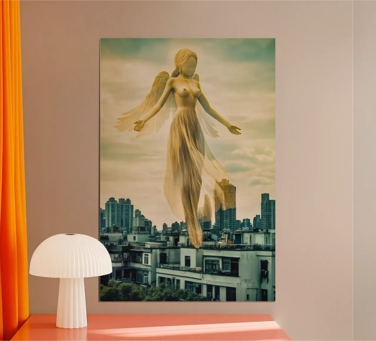 Angeli sulla città poster con telaio in plastica da Autofocus