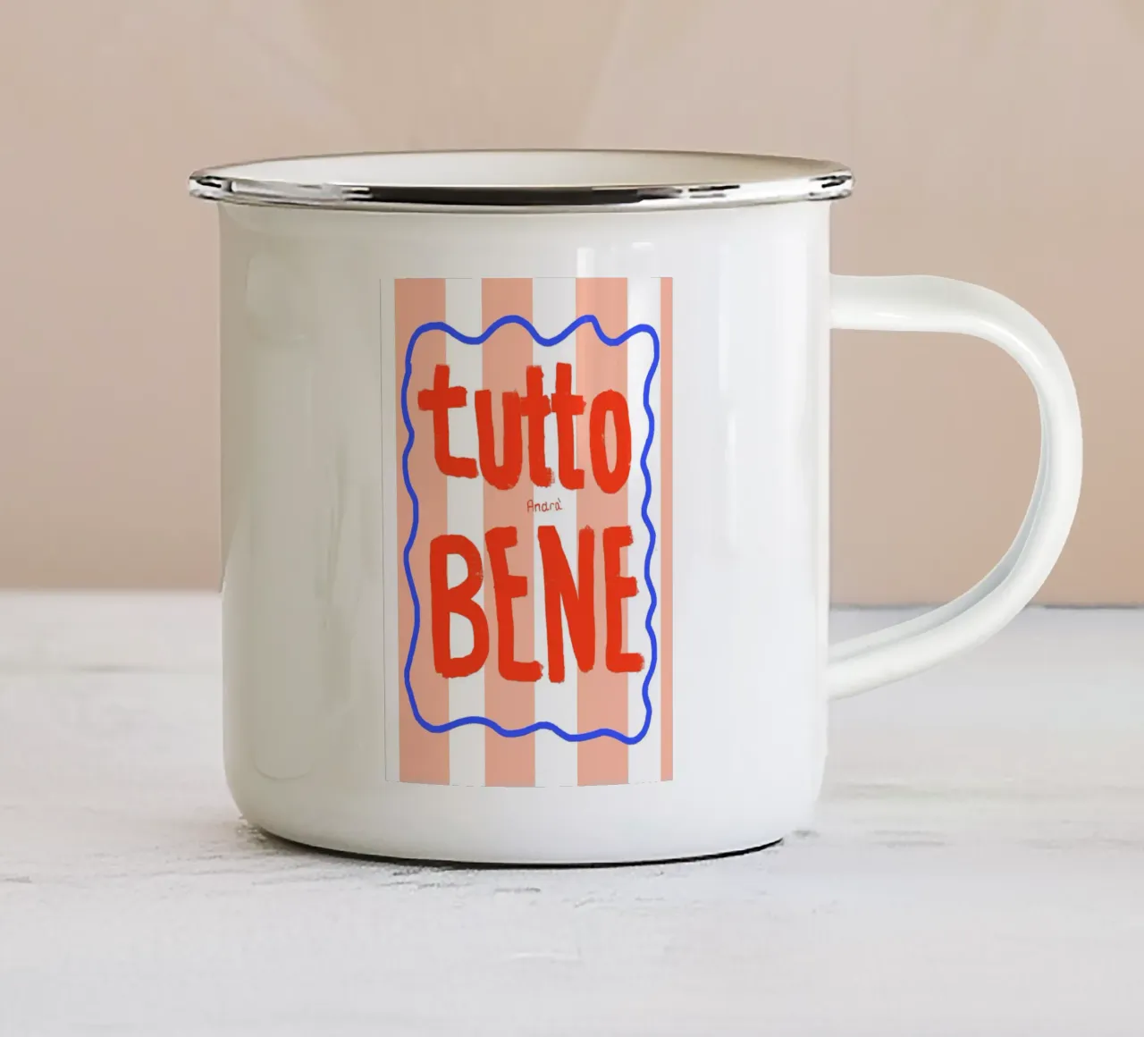 Tutto Bene tazza in smalto da Hej Ibiza by Ute Arnold