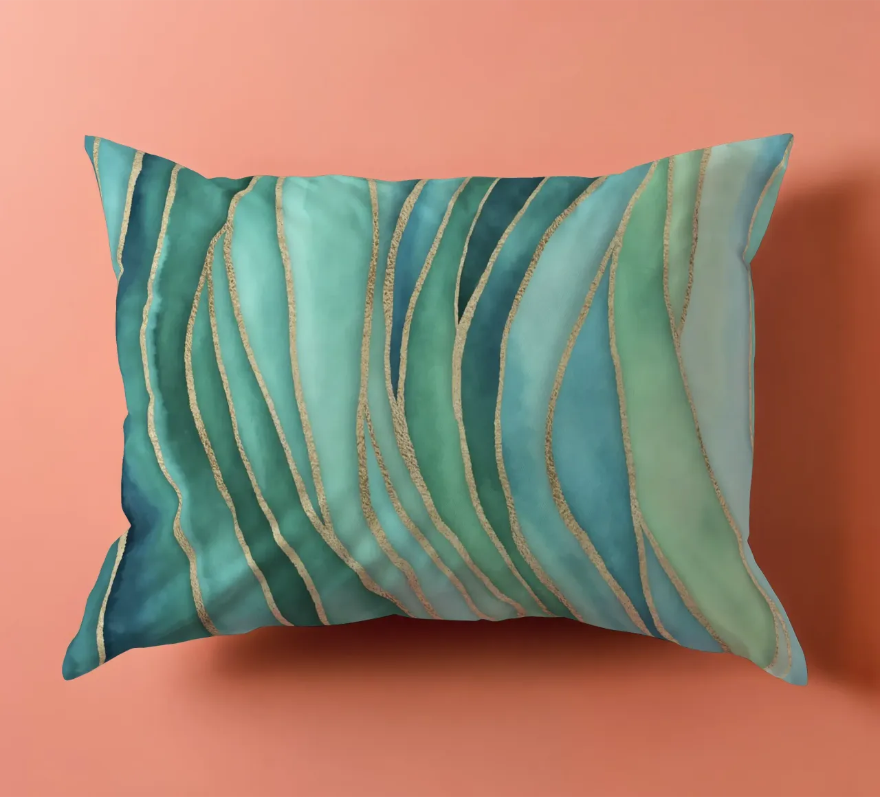 Maree di Calma Acqua Oro cuscino da Andrea Haase Contemporary Timeless