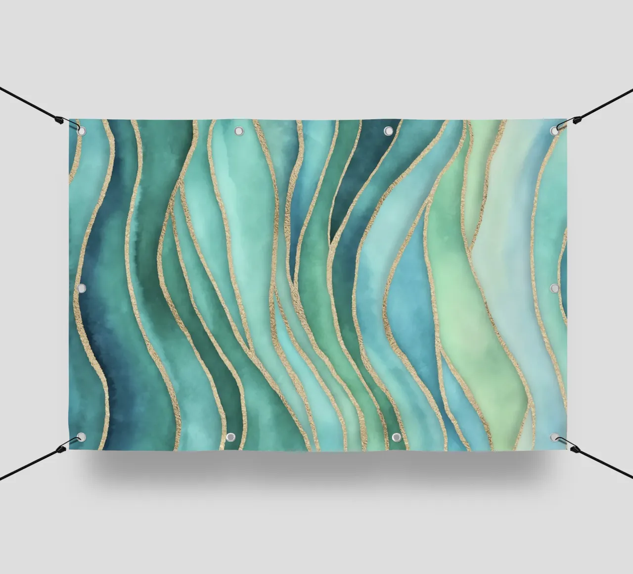 Maree di Calma Acqua Oro telo in pvc da Andrea Haase Contemporary Timeless