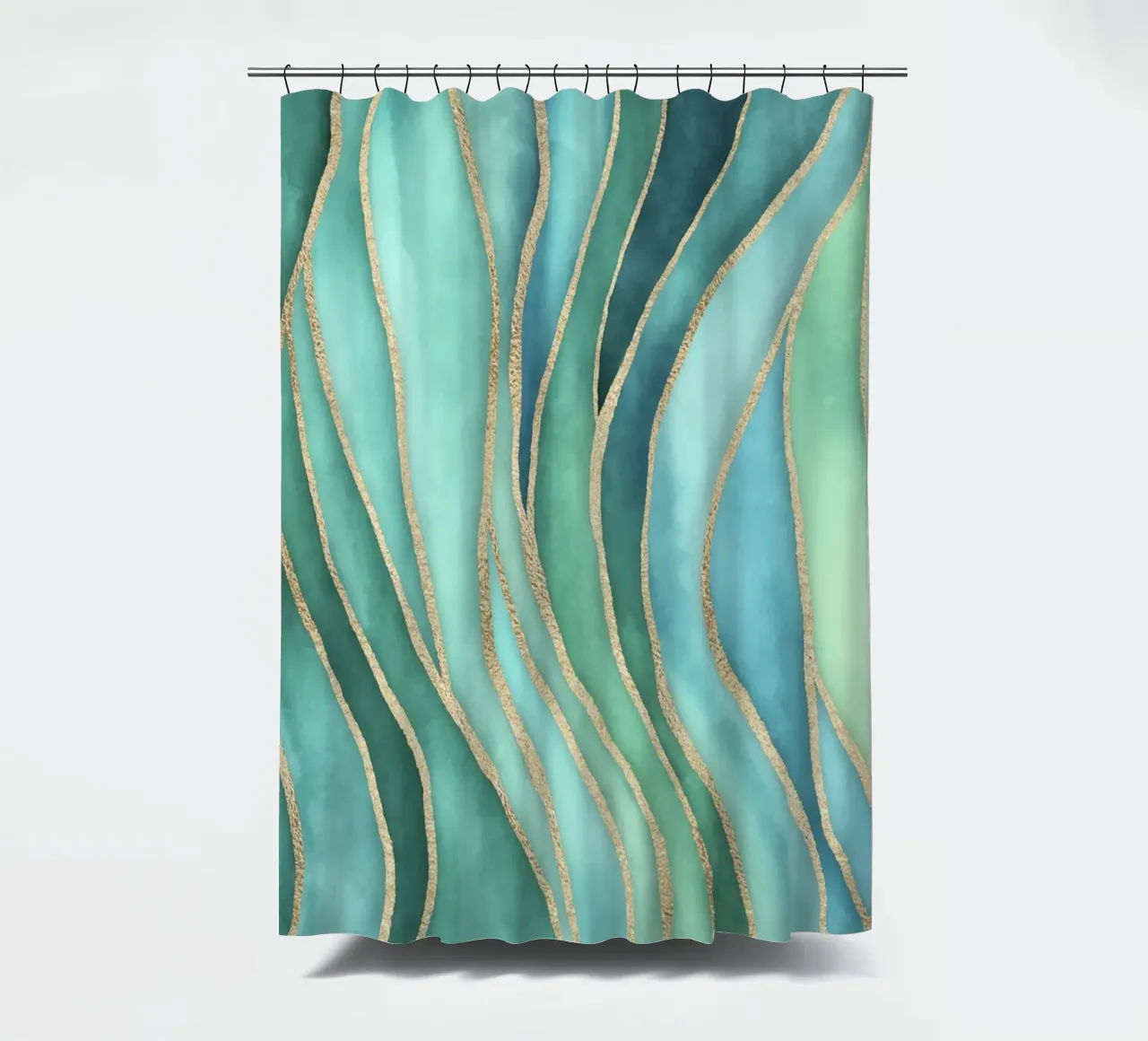 Maree di Calma Acqua Oro tenda da doccia da Andrea Haase Contemporary Timeless