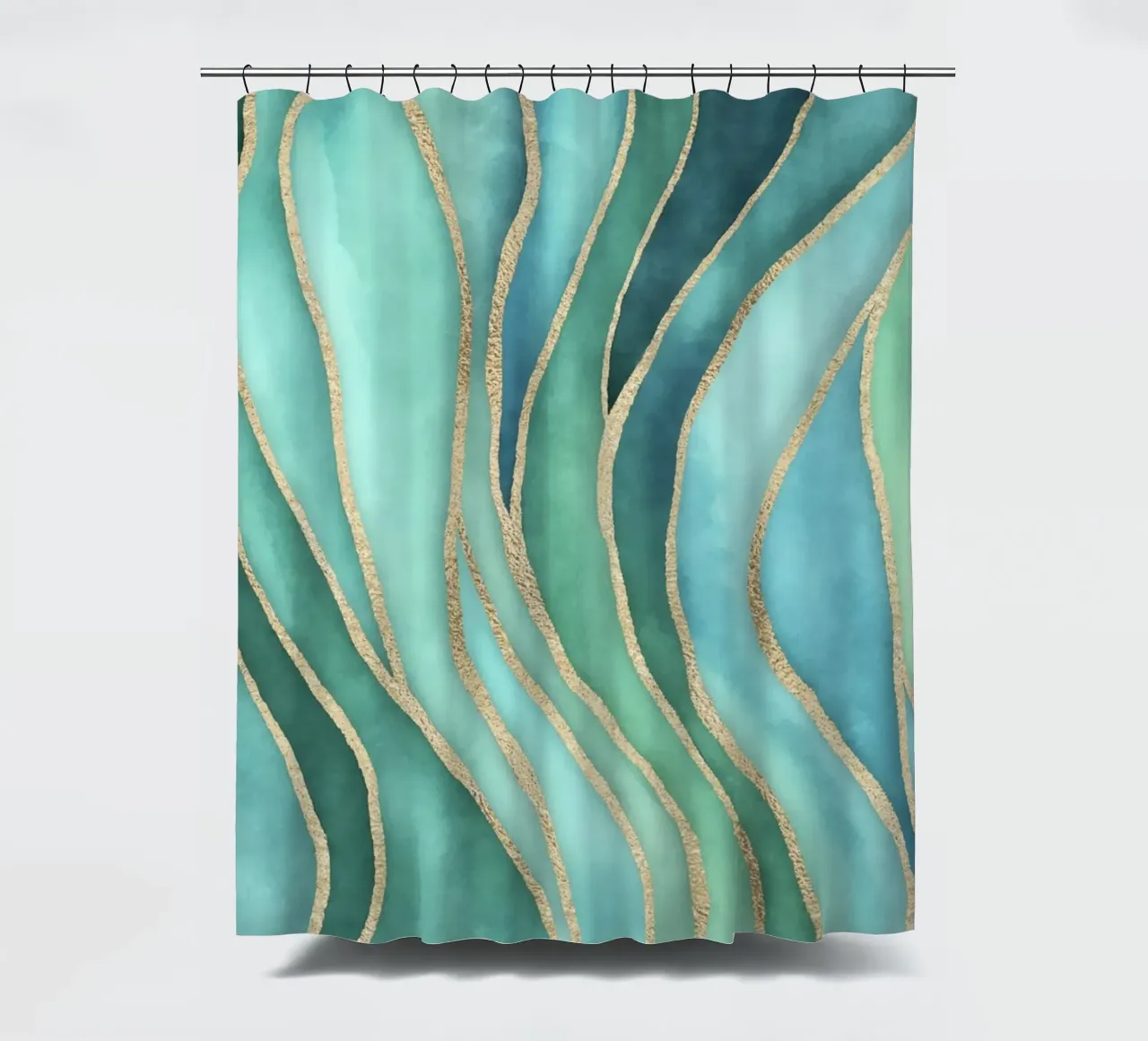 Maree di Calma Acqua Oro tenda da doccia da Andrea Haase Contemporary Timeless