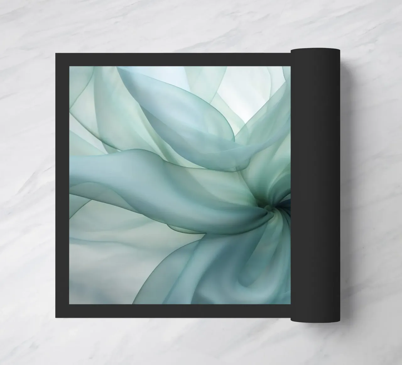 Dimensione astratta Tranquil Flow Inchiostro verde acqua zerbino da Andrea Haase Contemporary Timeless