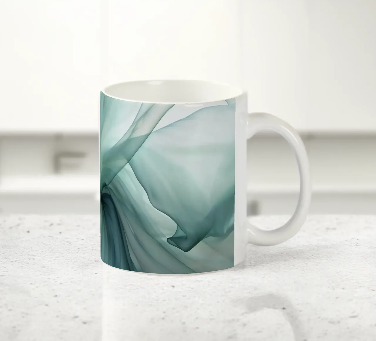 Tranquil Flow Abstracte Dimensie-inkt groenblauw keramische mok van Andrea Haase Contemporary Timeless
