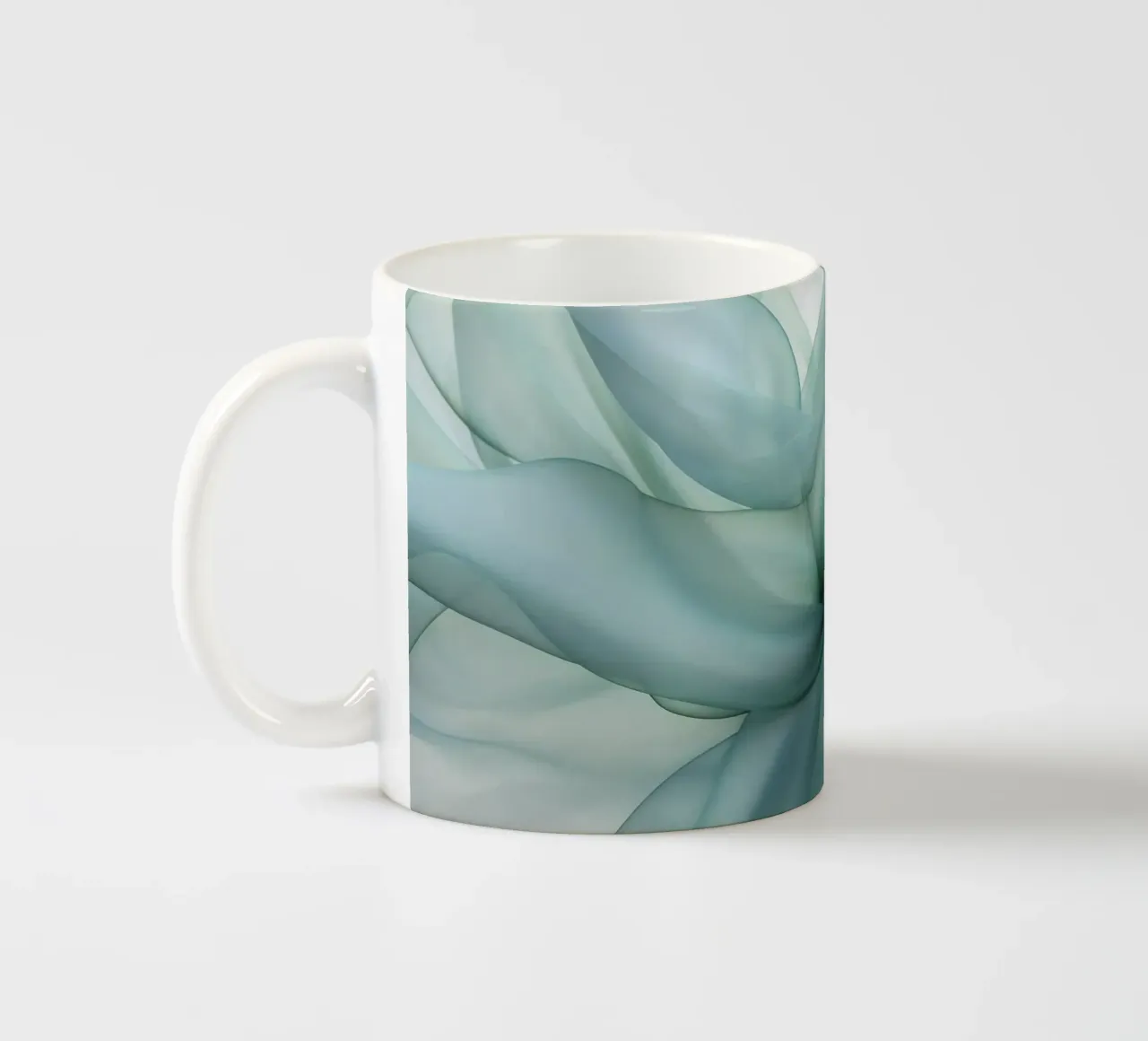 Tranquil Flow Abstracte Dimensie-inkt groenblauw keramische mok van Andrea Haase Contemporary Timeless