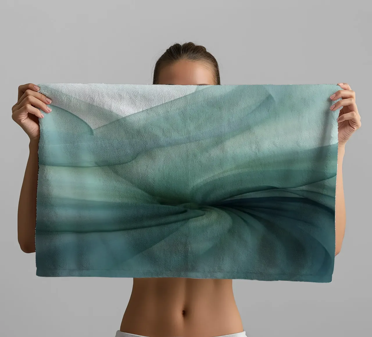 Dimensione astratta Tranquil Flow Inchiostro verde acqua asciugamano da bagno da Andrea Haase Contemporary Timeless