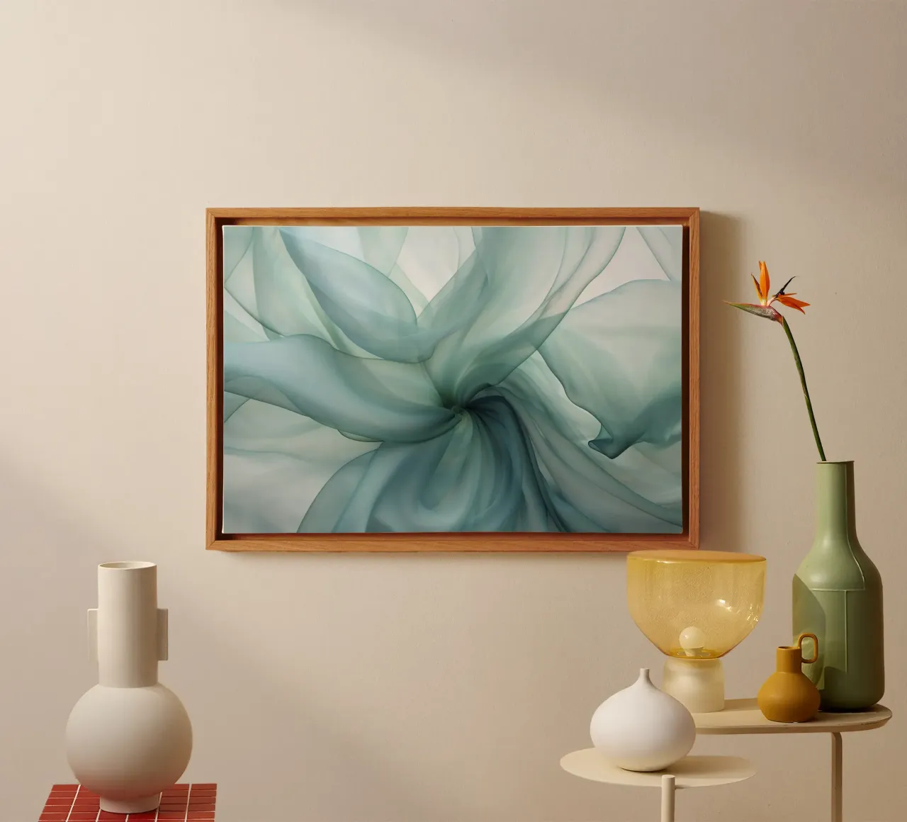 Tranquil Flow Abstracte Dimensie-inkt groenblauw canvas van Andrea Haase Contemporary Timeless