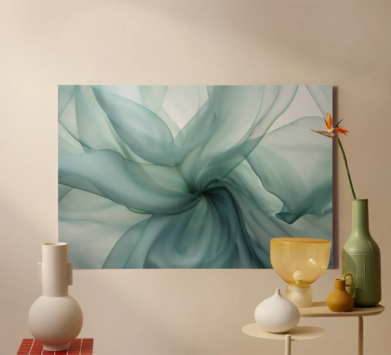 Tranquil Flow Abstracte Dimensie-inkt groenblauw canvas van Andrea Haase Contemporary Timeless