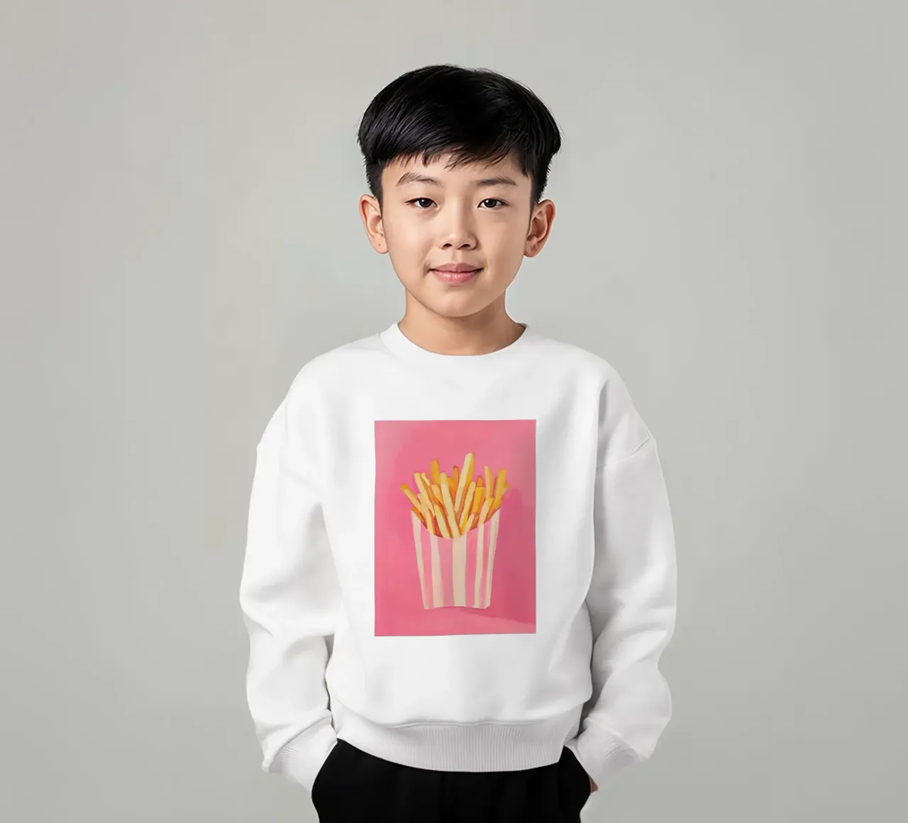 Nostalgia Pommes-Frites, pinki felpa bambino da Carina Pop & Pastell