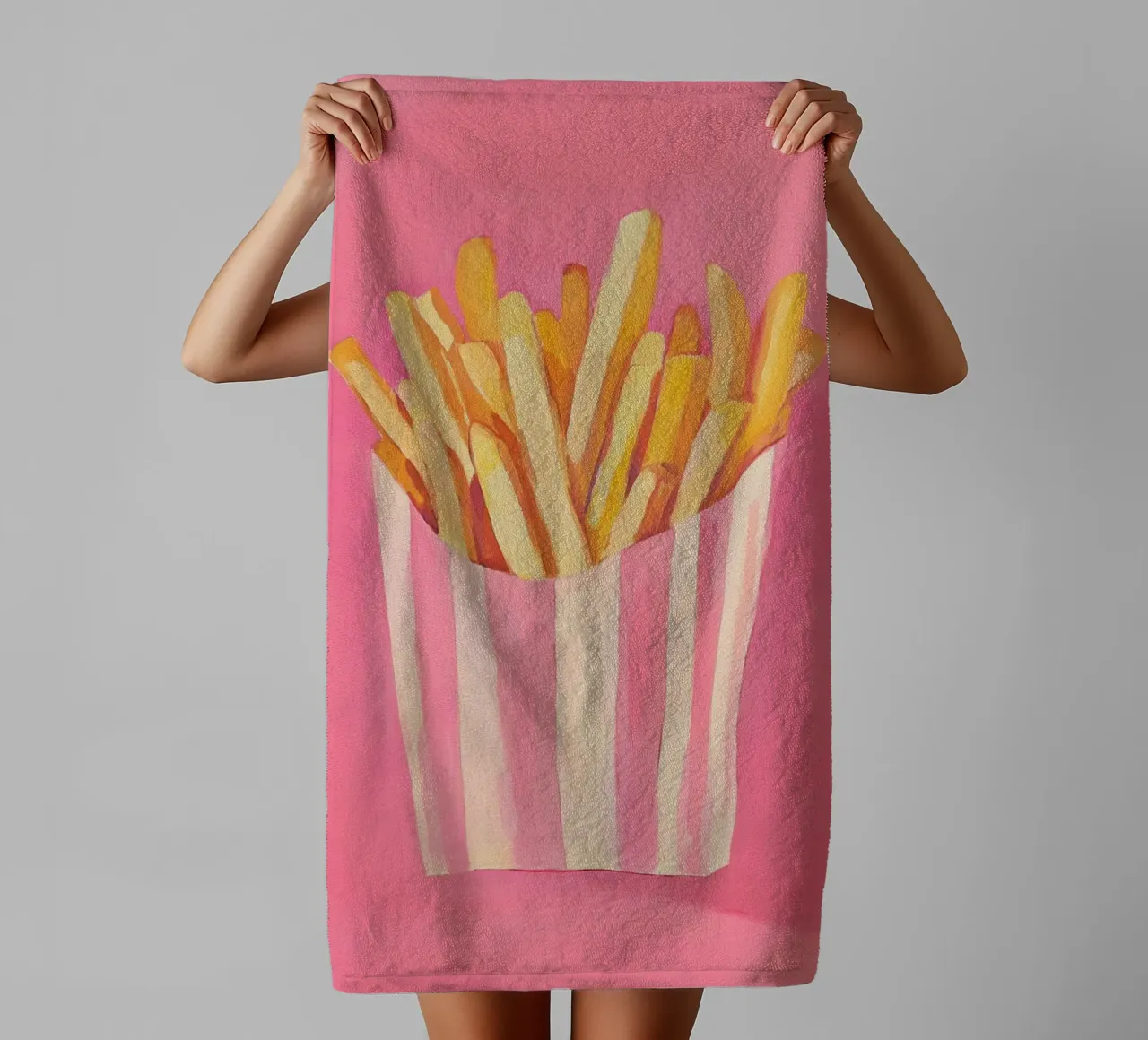 Nostalgia Pommes-Frites, pinki asciugamano da bagno da Carina Pop & Pastell