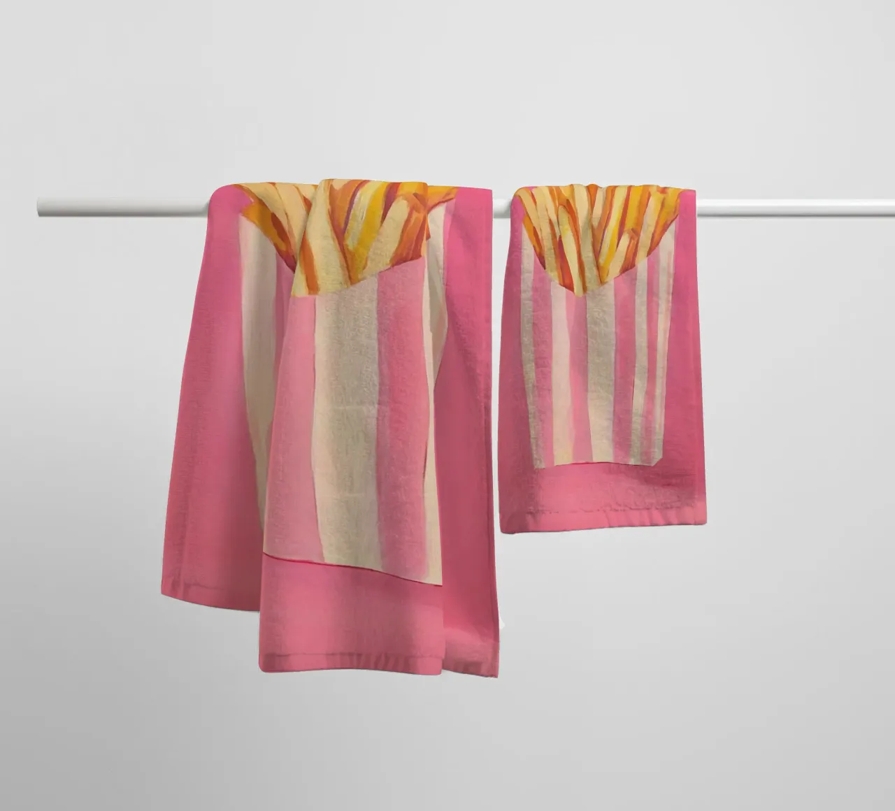 Nostalgia Pommes-Frites, pinki asciugamano da bagno da Carina Pop & Pastell