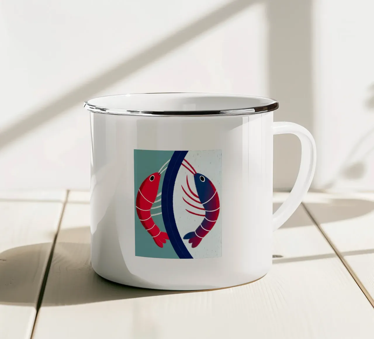 Due gamberi tazza in smalto da LOYAL SHOP
