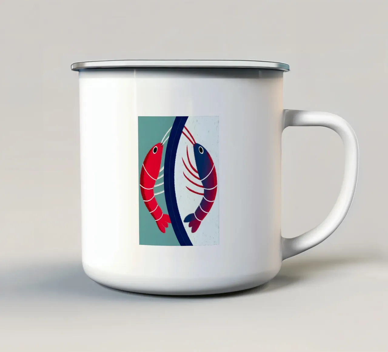 Due gamberi tazza in smalto da LOYAL SHOP