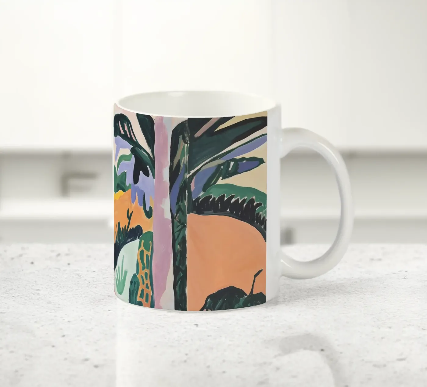 Sunset Jungle Path ceramic mug by BALIKA HOMES ART