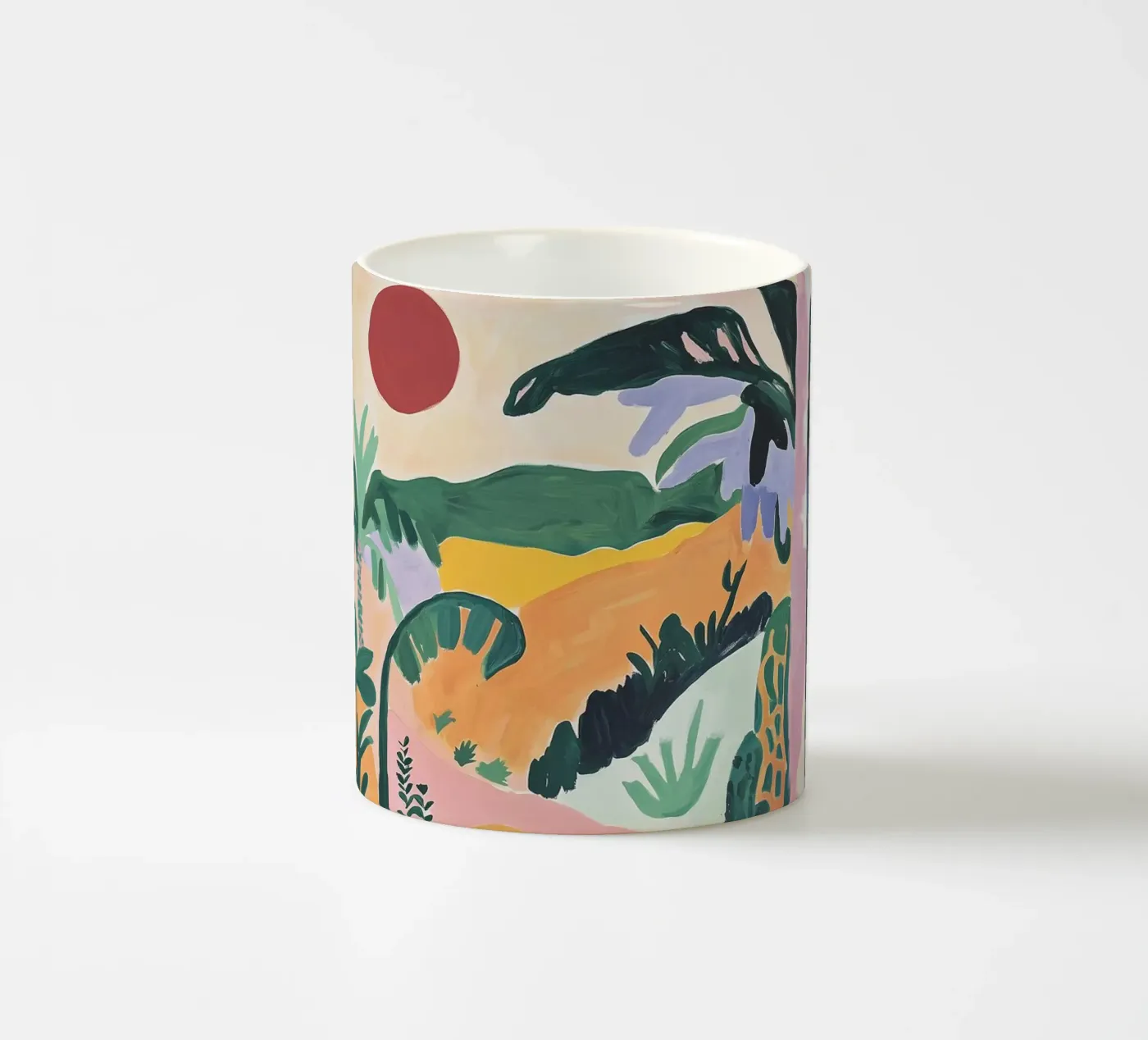 Sunset Jungle Path ceramic mug by BALIKA HOMES ART