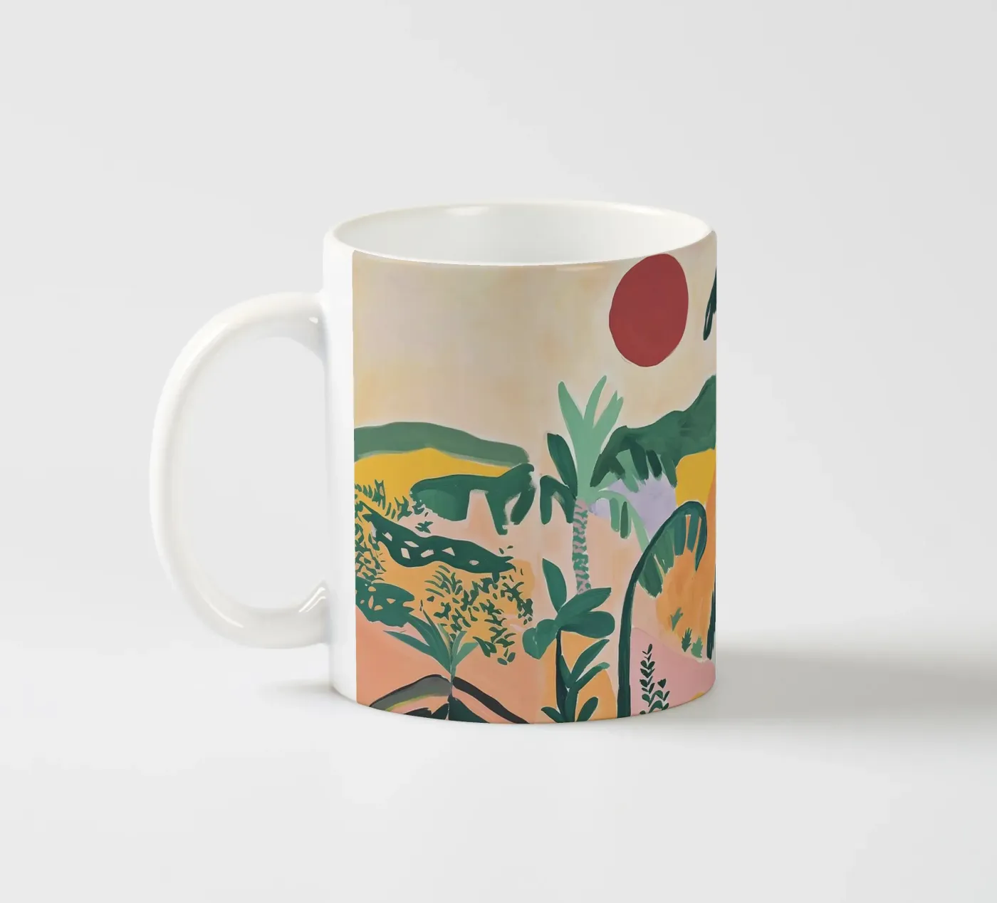 Sunset Jungle Path ceramic mug by BALIKA HOMES ART