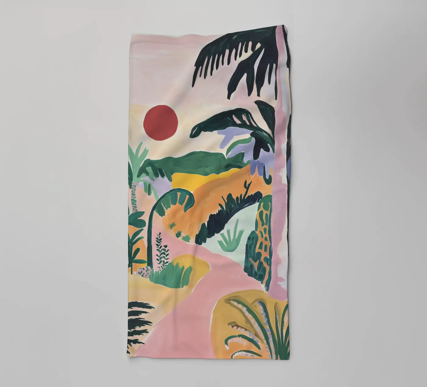 Sunset Jungle Path badhanddoek van BALIKA HOMES ART