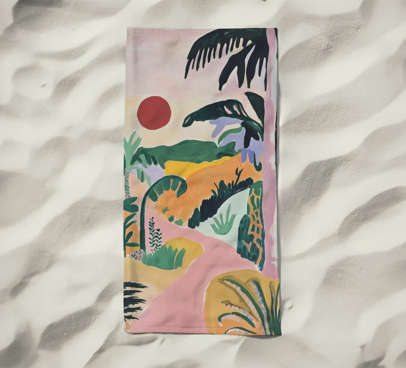 Sunset Jungle Path strandhanddoek van BALIKA HOMES ART