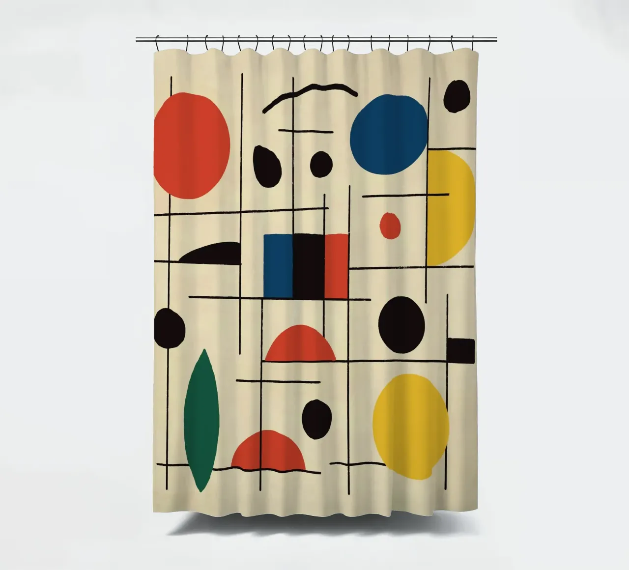 Composizione geometrica con cerchi e linee tenda da doccia da Life of Pie