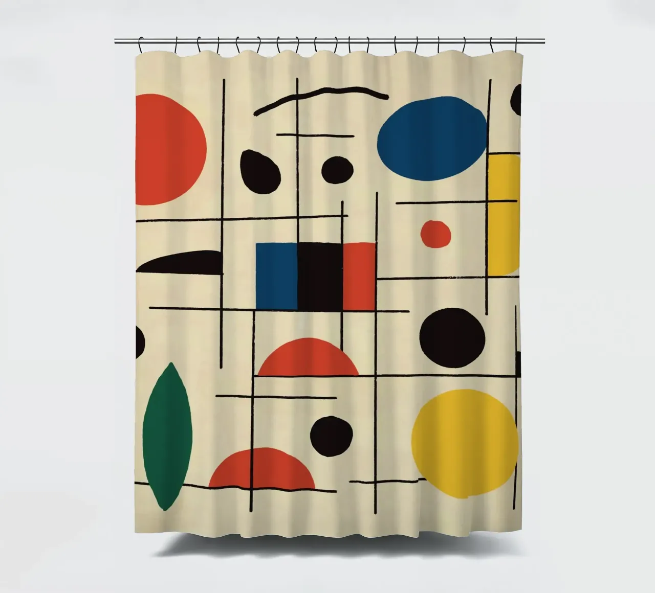 Composizione geometrica con cerchi e linee tenda da doccia da Life of Pie