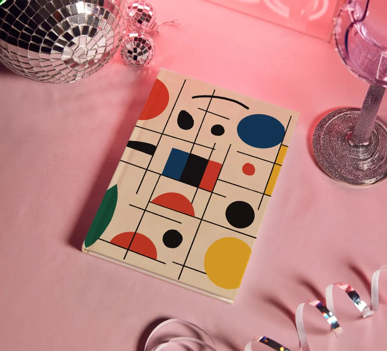 Geometric Composition with Circles and Lines notebook by Life of Pie