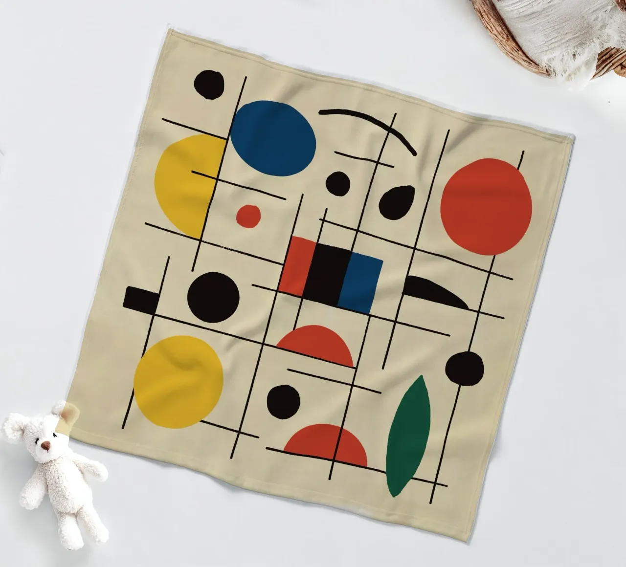 Geometric Composition with Circles and Lines fleece blanket by Life of Pie