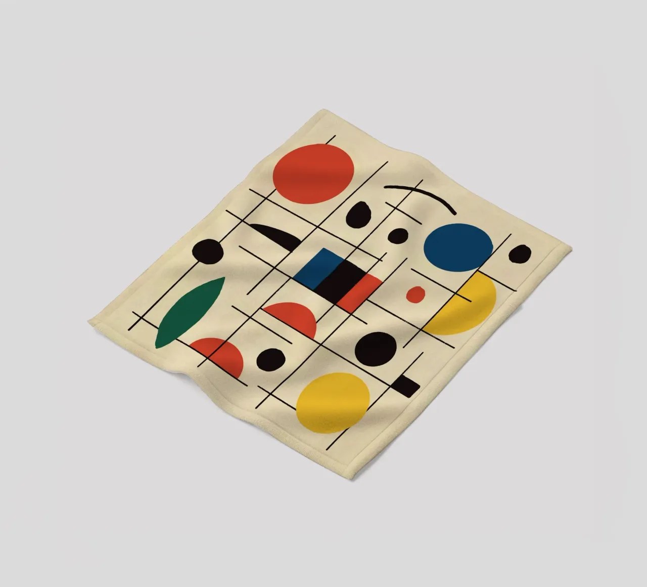 Geometric Composition with Circles and Lines fleece blanket by Life of Pie