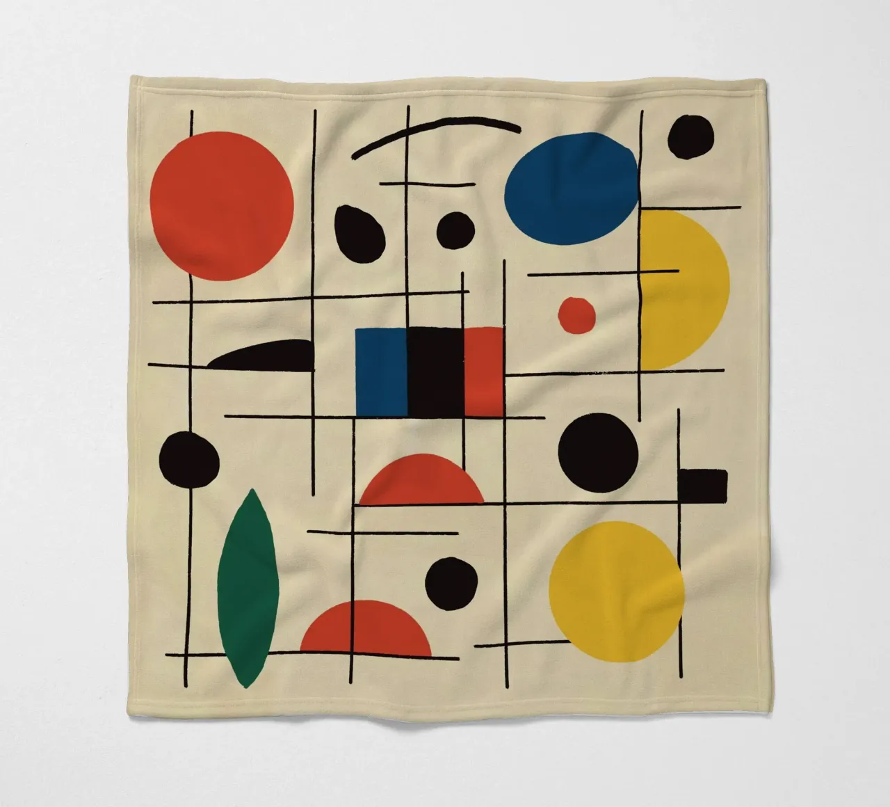 Geometric Composition with Circles and Lines fleece blanket by Life of Pie