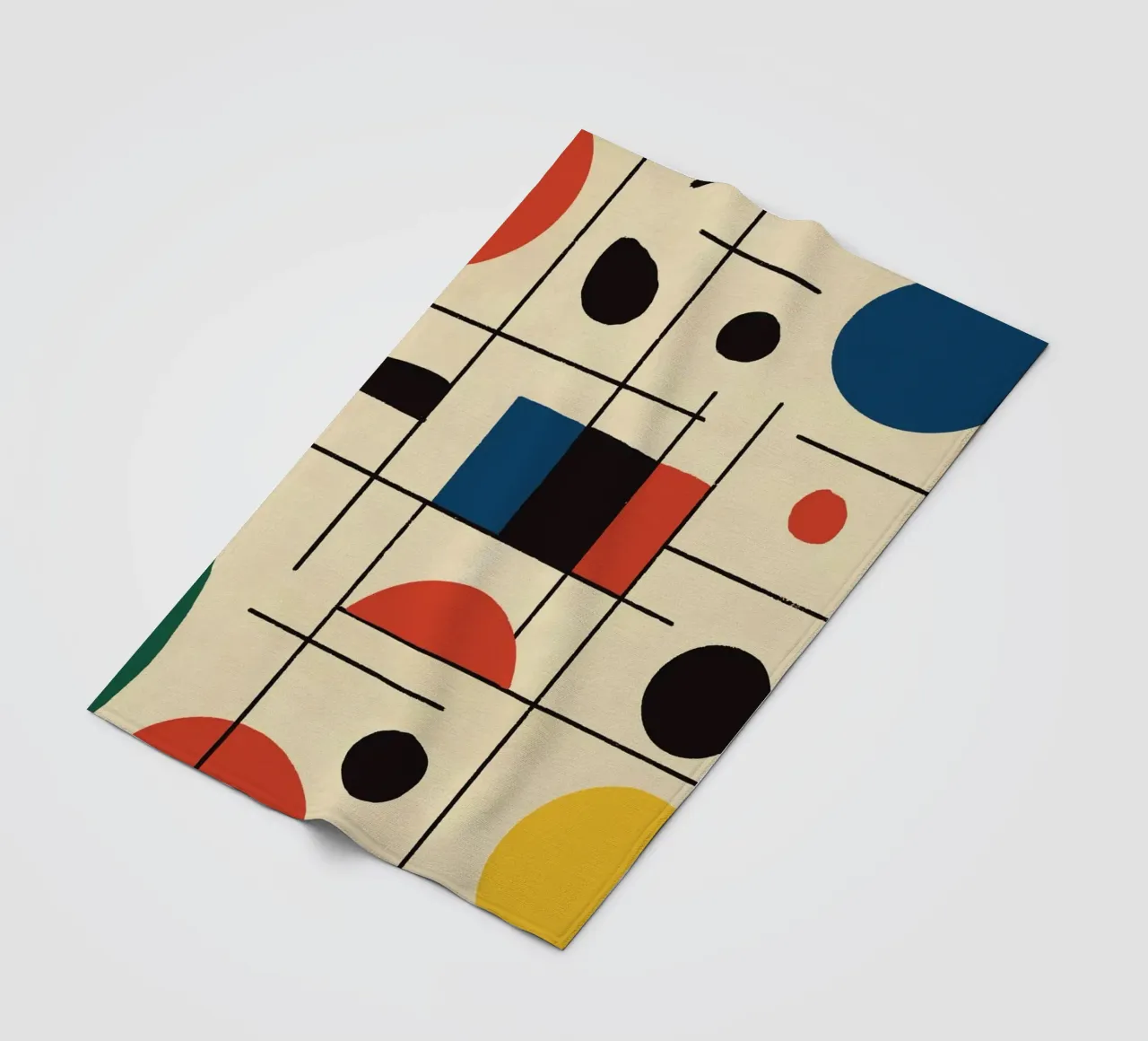 Geometric Composition with Circles and Lines fleece blanket by Life of Pie