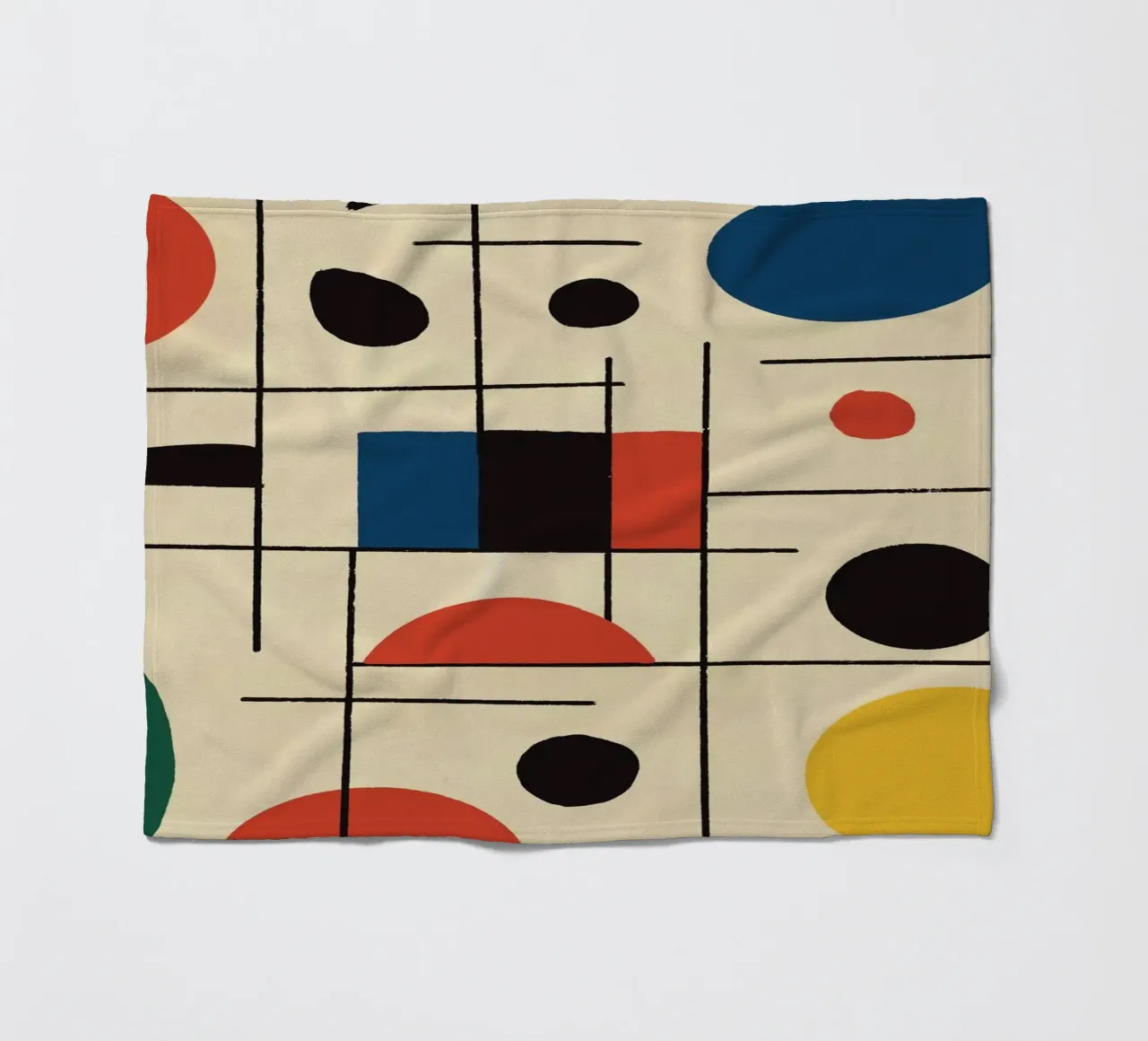 Geometric Composition with Circles and Lines fleece blanket by Life of Pie