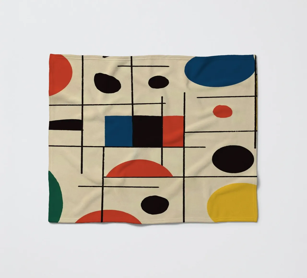 Geometric Composition with Circles and Lines fleece blanket by Life of Pie