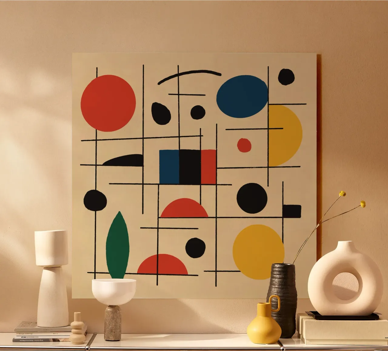 Composizione geometrica con cerchi e linee plexiglass da Life of Pie